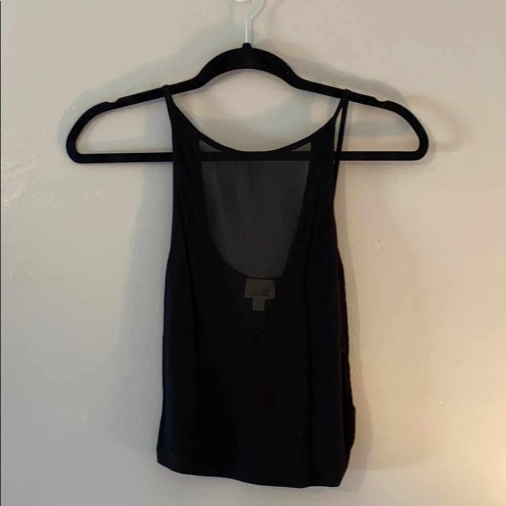 Sheer V Front Panel Crop Top Tank